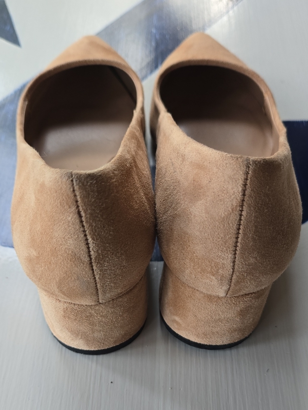 Aldo Tan Suede Pointy Toe Chunky Heels Size 6.5 - Picture 7 of 14